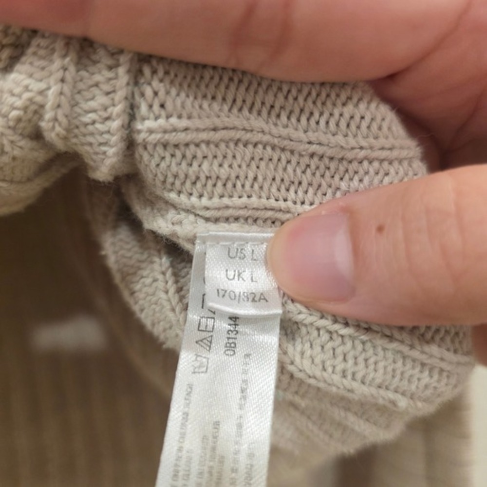 Free People FP Beach Ribbed Cropped Cardigan Sweater Beige Large Balloon Sleeve - Picture 7 of 12